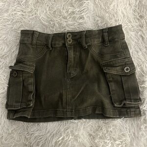 XS Olive Green Mini Cargo Skirt
